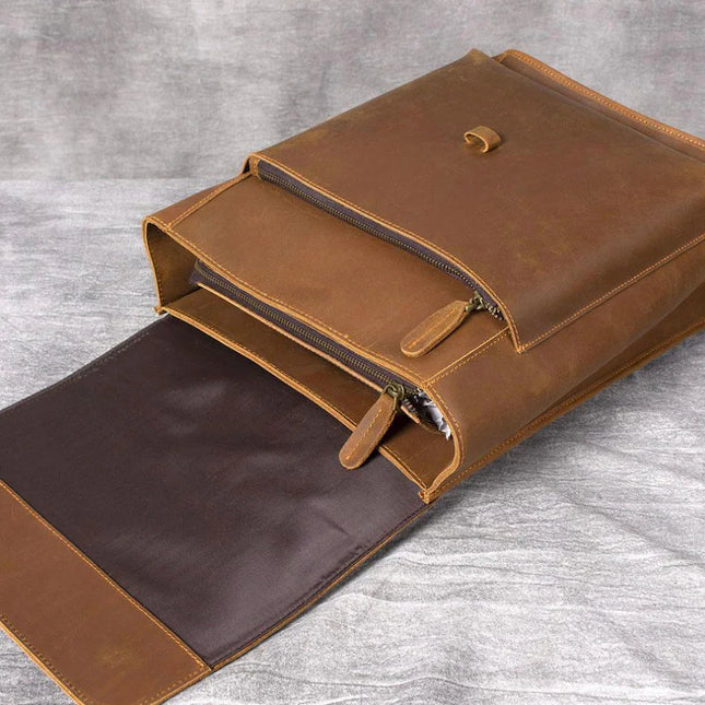 Men's Leather Flap Backpack