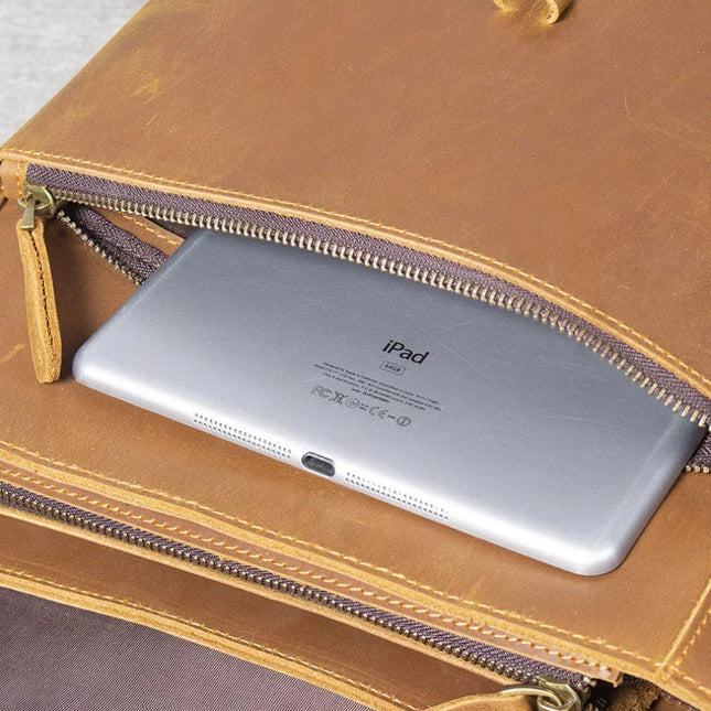 Men's Leather Flap Backpack