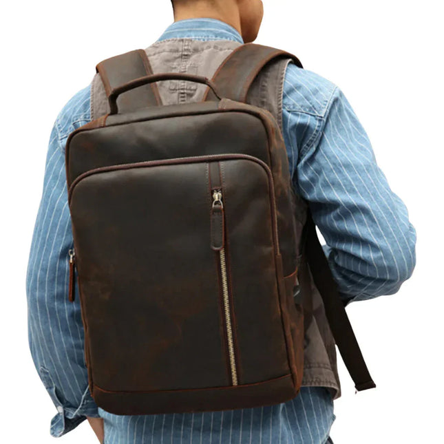 Men's Leather Backpack Contemporary Style