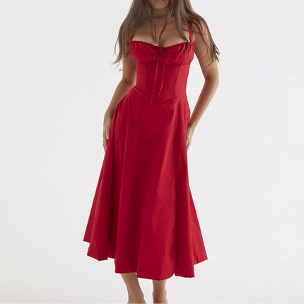 Women's Midi Dress Corset Style with Slit