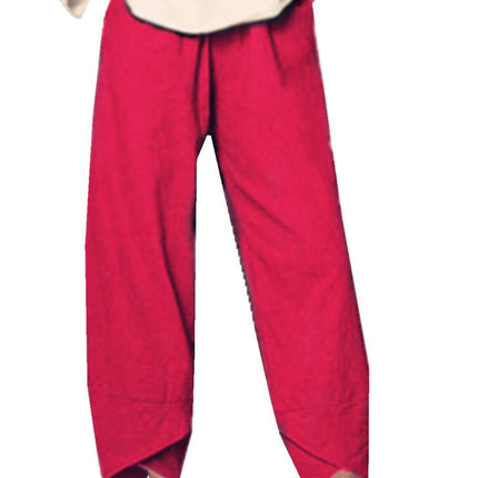 Women's Cropped Culottes Lightweight Fabric Wide Leg Elastic Waist