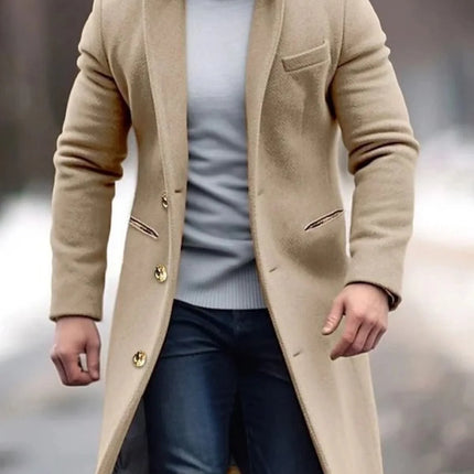 Men's Classic Long Coat for Autumn/Winter