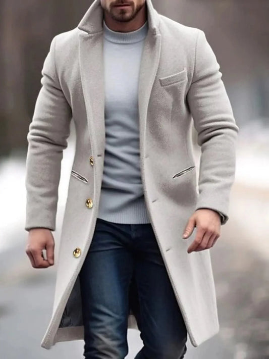 Men's Classic Long Coat for Autumn/Winter