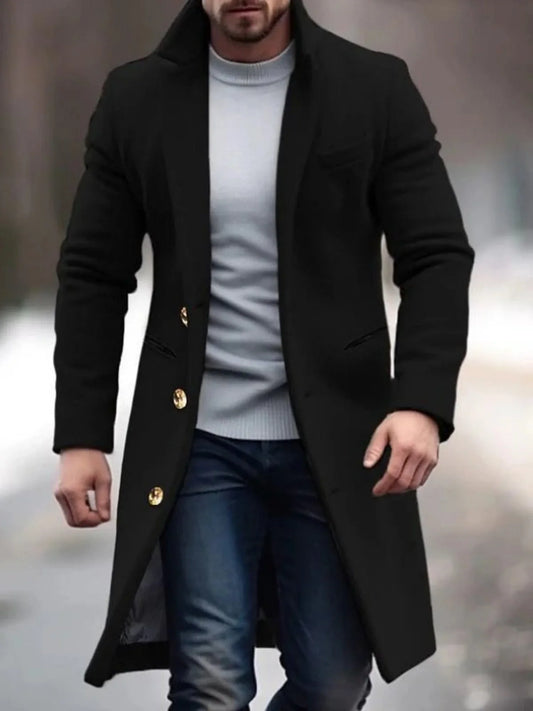 Men's Classic Long Coat for Autumn/Winter