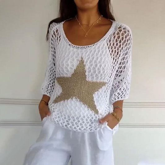 Women's Knit Top Starry Design