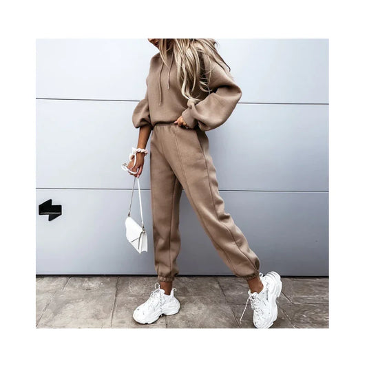 Women's Oversized Hoodie and High-Waist Joggers Set - Soft and Cozy Loungewear