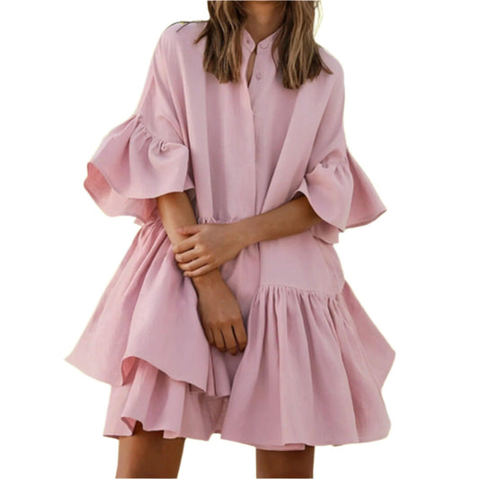 Women's Flowy Dress Lightweight Sustainable Fabric Wide Sleeves