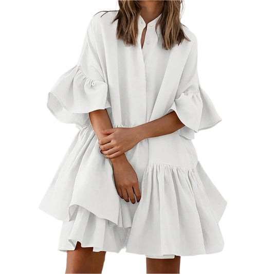 Women's Flowy Dress Lightweight Sustainable Fabric Wide Sleeves