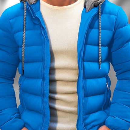 Men's Lightweight Winter Coat Zipper Hood Drawstring