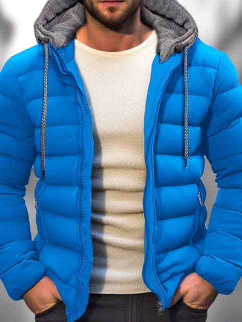 Men's Lightweight Winter Coat Zipper Hood Drawstring