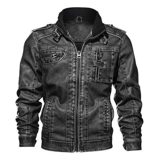 Men's Motorcycle Jacket PU Leather Warm Casual