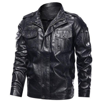Men's Casual Jacket PU Leather with Patch Details