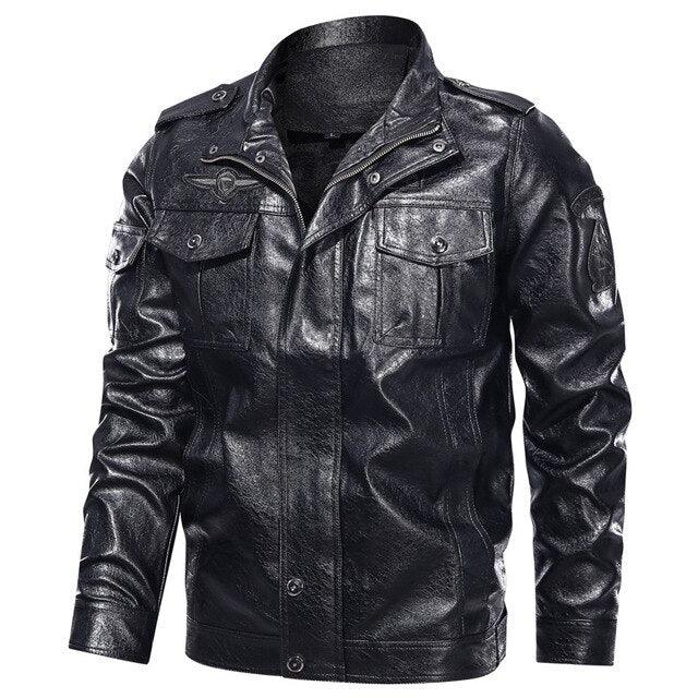 Men's Casual Jacket PU Leather with Patch Details