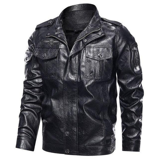 Men's Casual Jacket PU Leather with Patch Details