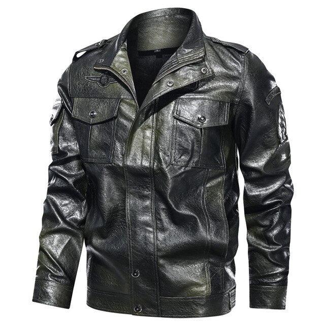 Men's Casual Jacket PU Leather with Patch Details
