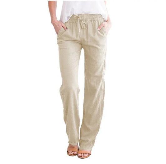 Women's Relaxed Fit Trousers Lightweight Breathable Elastic Waist Drawstring