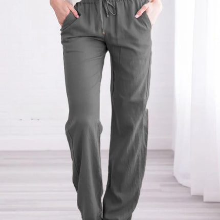 Women's Relaxed Fit Trousers Lightweight Breathable Elastic Waist Drawstring