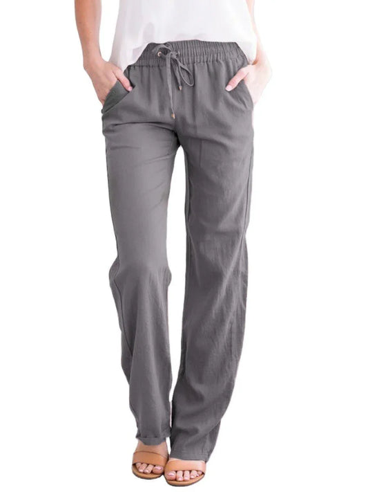Women's Relaxed Fit Trousers Lightweight Breathable Elastic Waist Drawstring