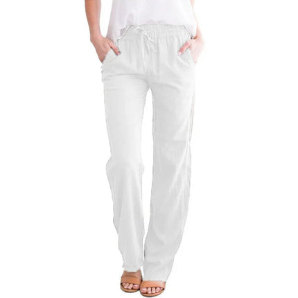 Women's Relaxed Fit Trousers Lightweight Breathable Elastic Waist Drawstring