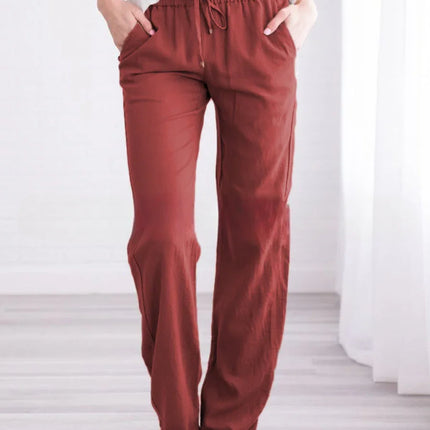 Women's Relaxed Fit Trousers Lightweight Breathable Elastic Waist Drawstring