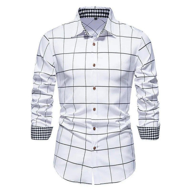 Men's Slim Fit Plaid Dress Shirt