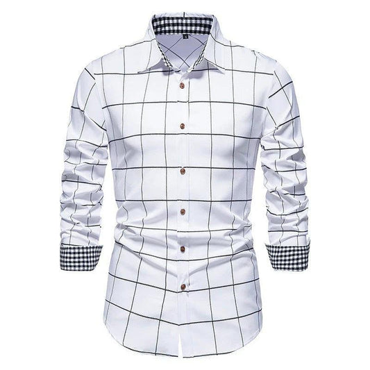 Men's Slim Fit Plaid Dress Shirt