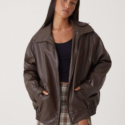 Women's Leather Oversized Jacket