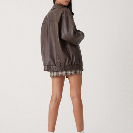 Women's Leather Oversized Jacket