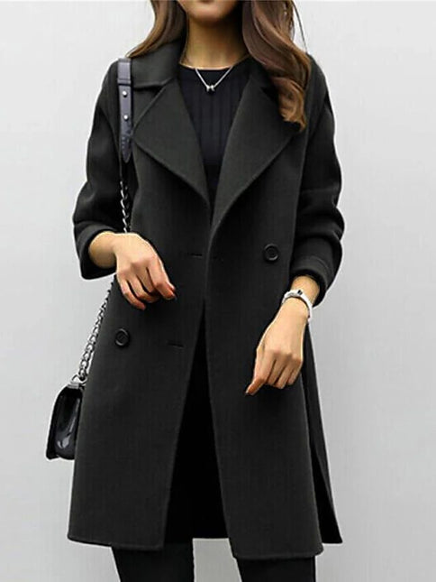 Women's Wool Double-Breasted Coat Elegant Style
