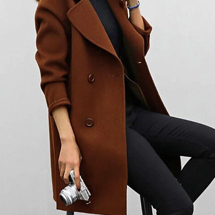 Women's Wool Double-Breasted Coat Elegant Style
