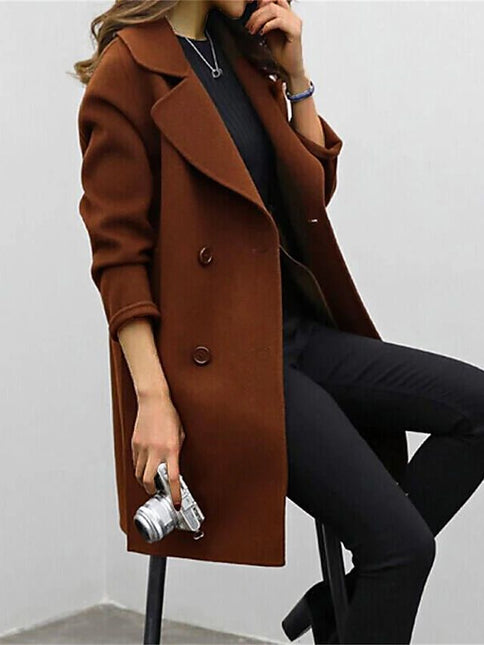 Women's Wool Double-Breasted Coat Elegant Style