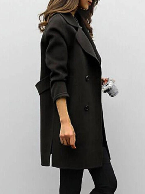 Women's Wool Double-Breasted Coat Elegant Style