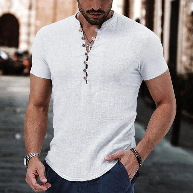 Men’s Short Sleeve Henley Shirt Cotton